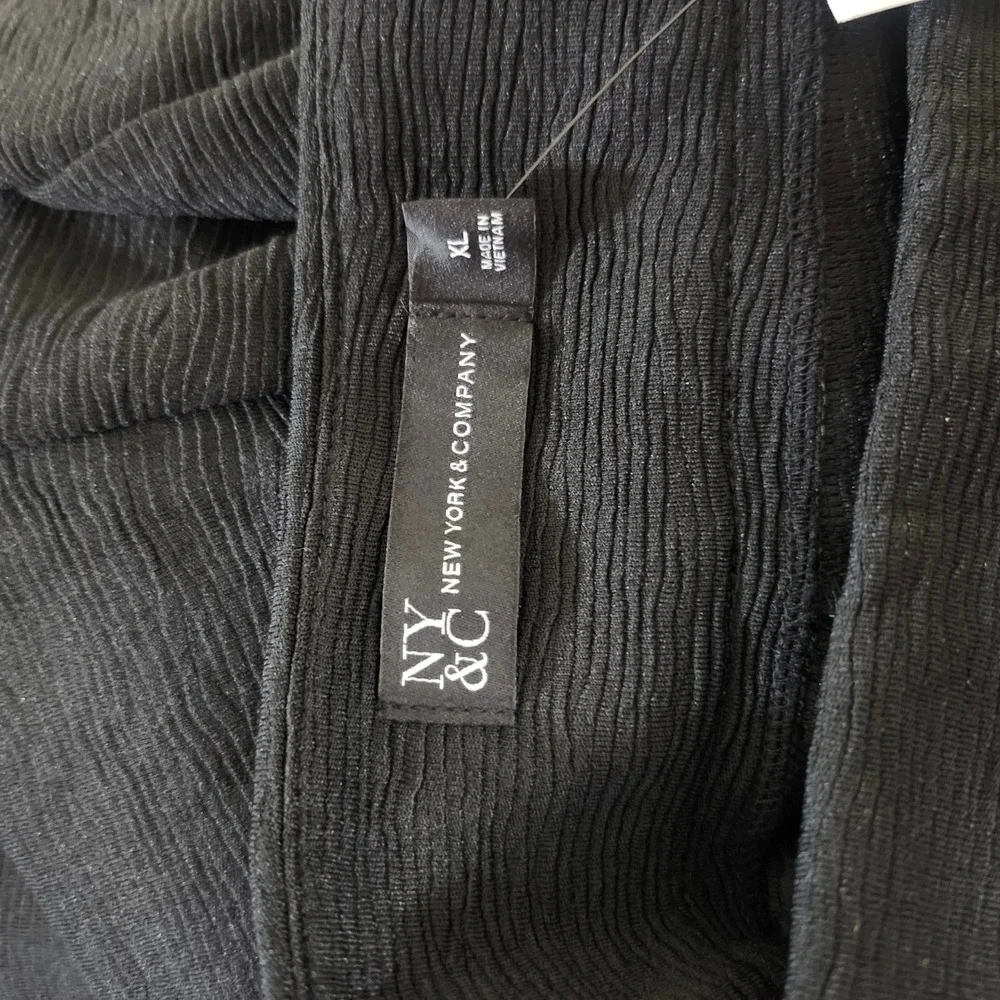 NEW New York & Company Size XL Black Textured Wide Leg Pants Side Zip NY&CO